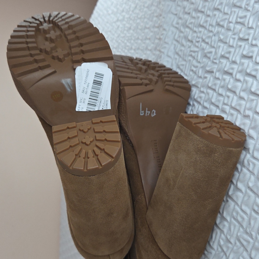 Gianni Bini Raanta Elegant Tan Suede Ankle Boots 11M Platform Lug Suede - Picture 6 of 16